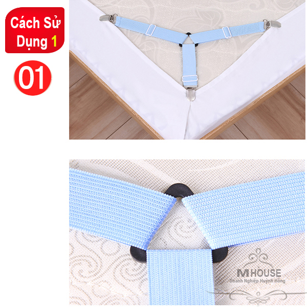 Combo 4 Dây Inox Kẹp Cố Định Ga Giường Phụ Kiện Chăn Gối Nệm Drap Giường