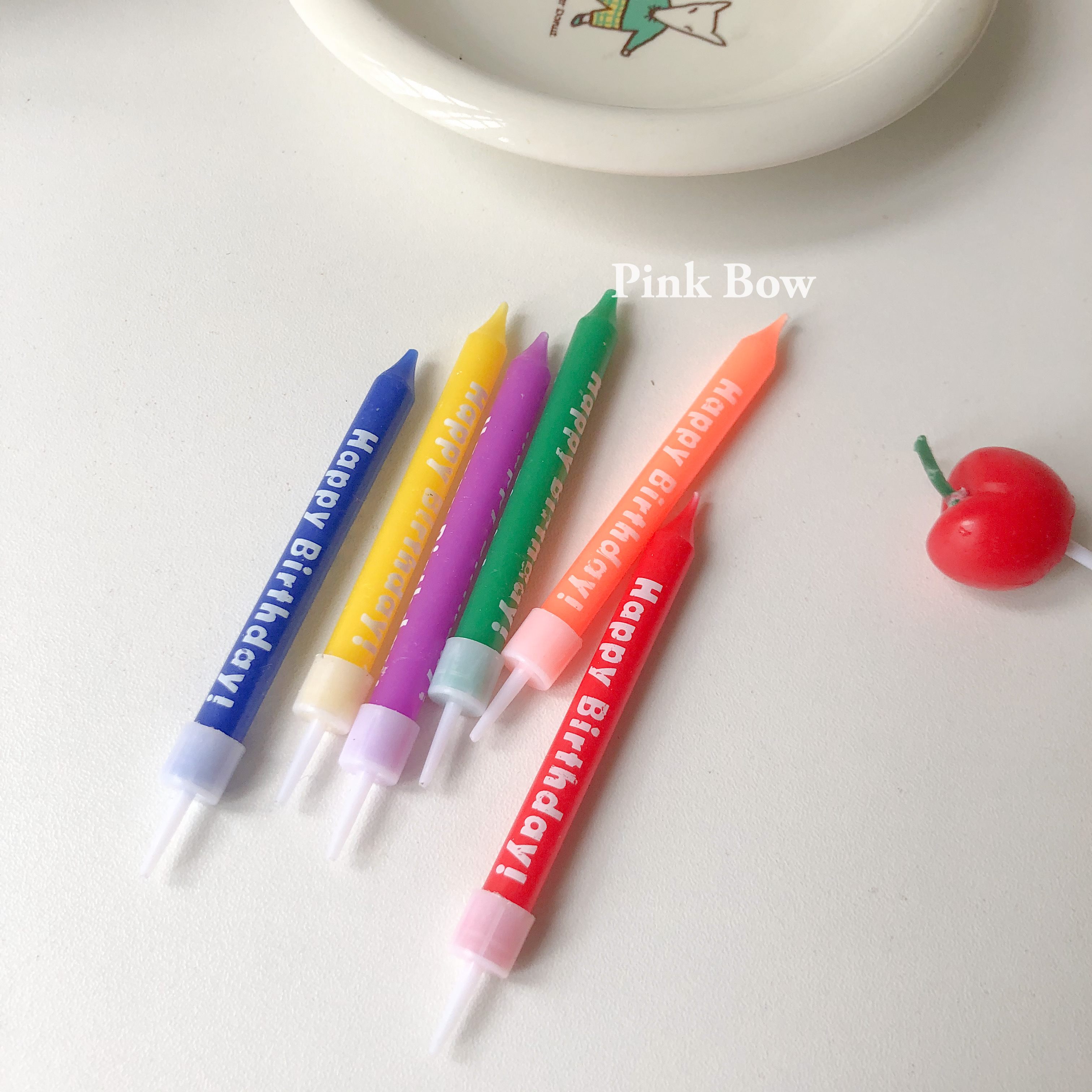 Nến sinh nhật màu PASTEL/ĐẬM in chữ HPBD set 6c