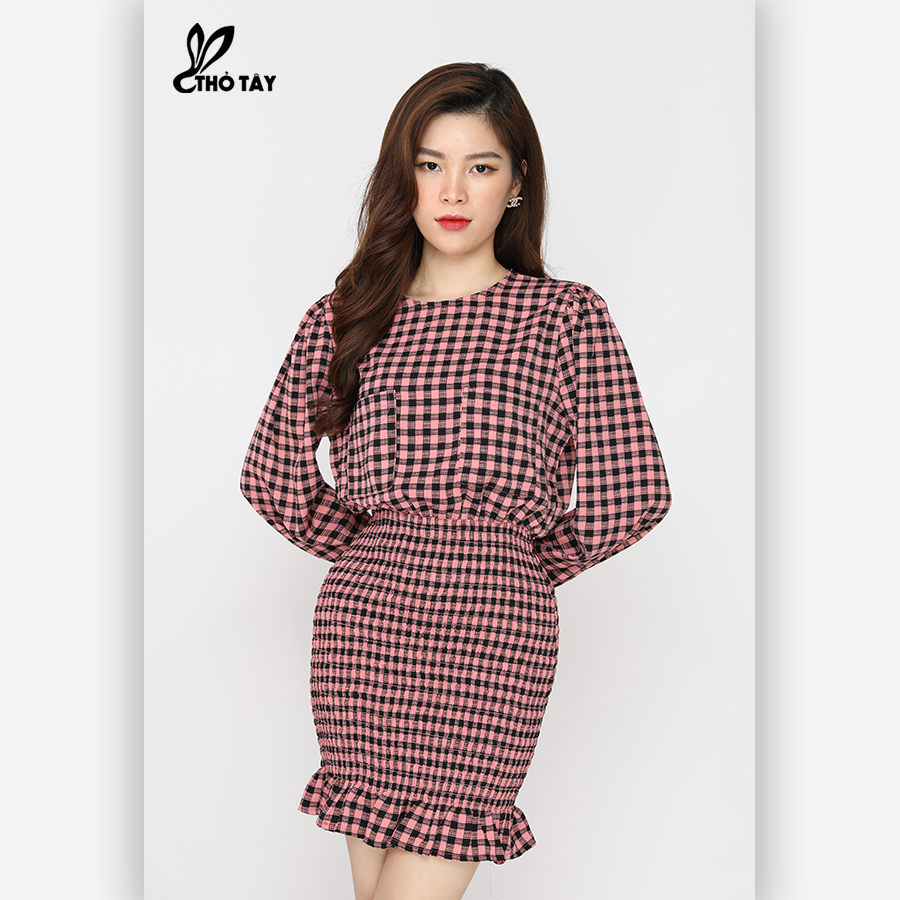 Đầm Body Caro Tay Dài - THỎ TÂY D325B79