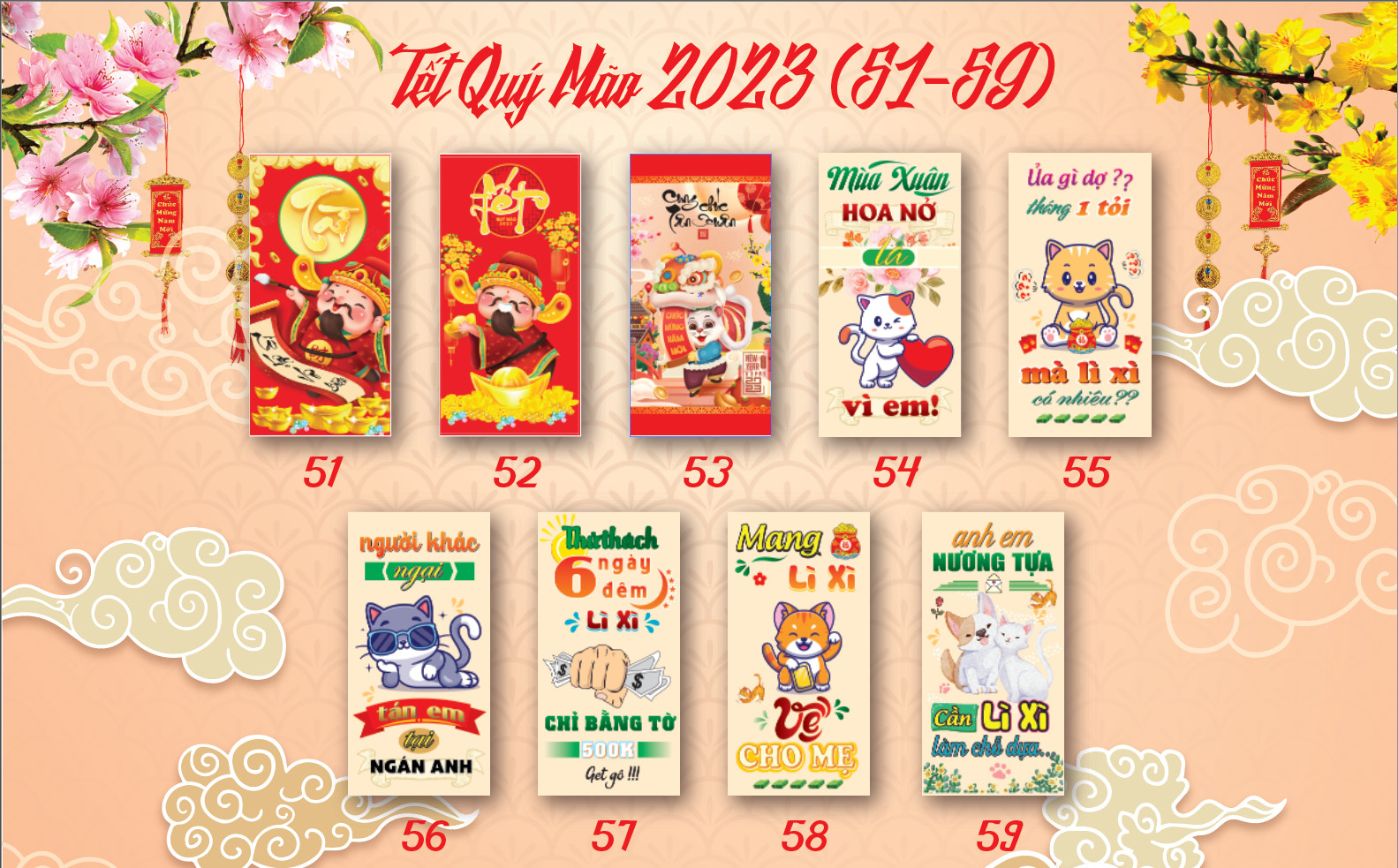 Combo 20 chiếc lì xì HOT nhất năm 2023