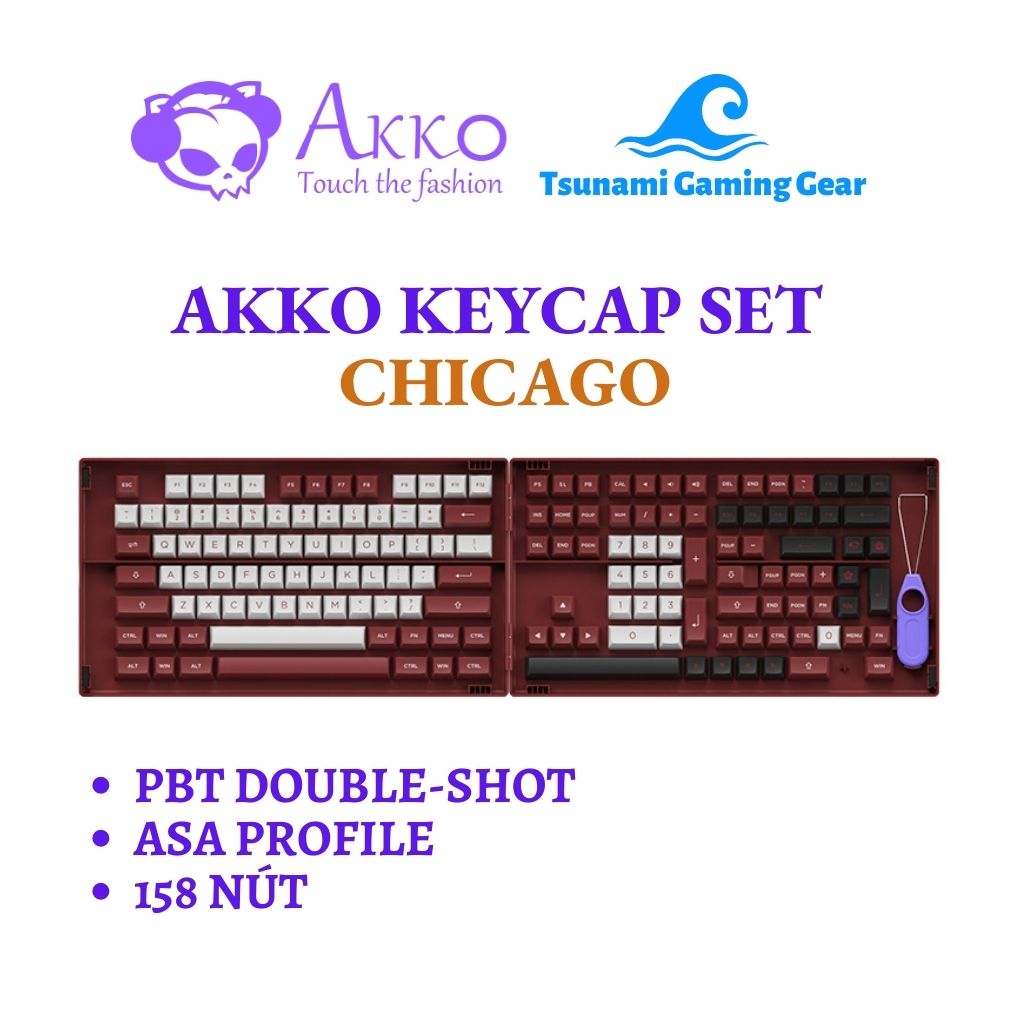 Bộ keycap AKKO CHICAGO (PBT Double-Shot/ ASA profile/ 158 nút)