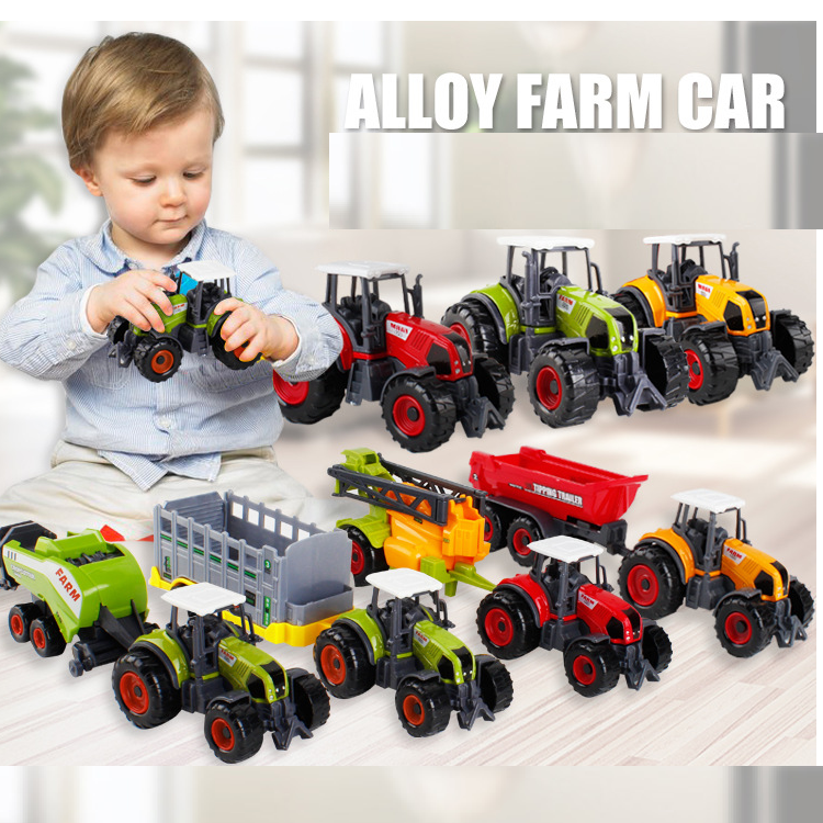 Xe máy kéo đồ chơi nông trại cho trẻ em - Bộ sản phẩm gồm 2 xe kéo và 3 thùng