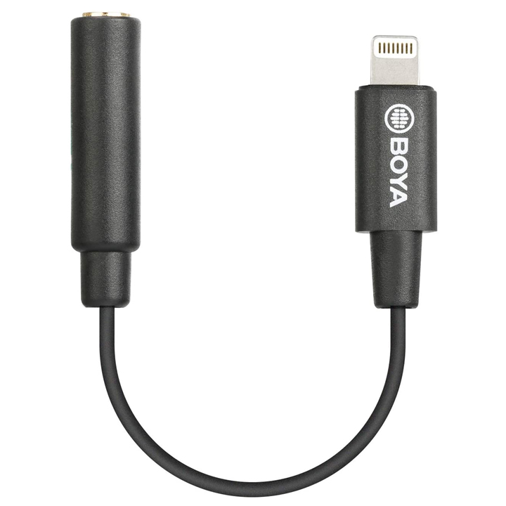 Boya by-k3 3.5mm female trrs to male lightning adapter cable