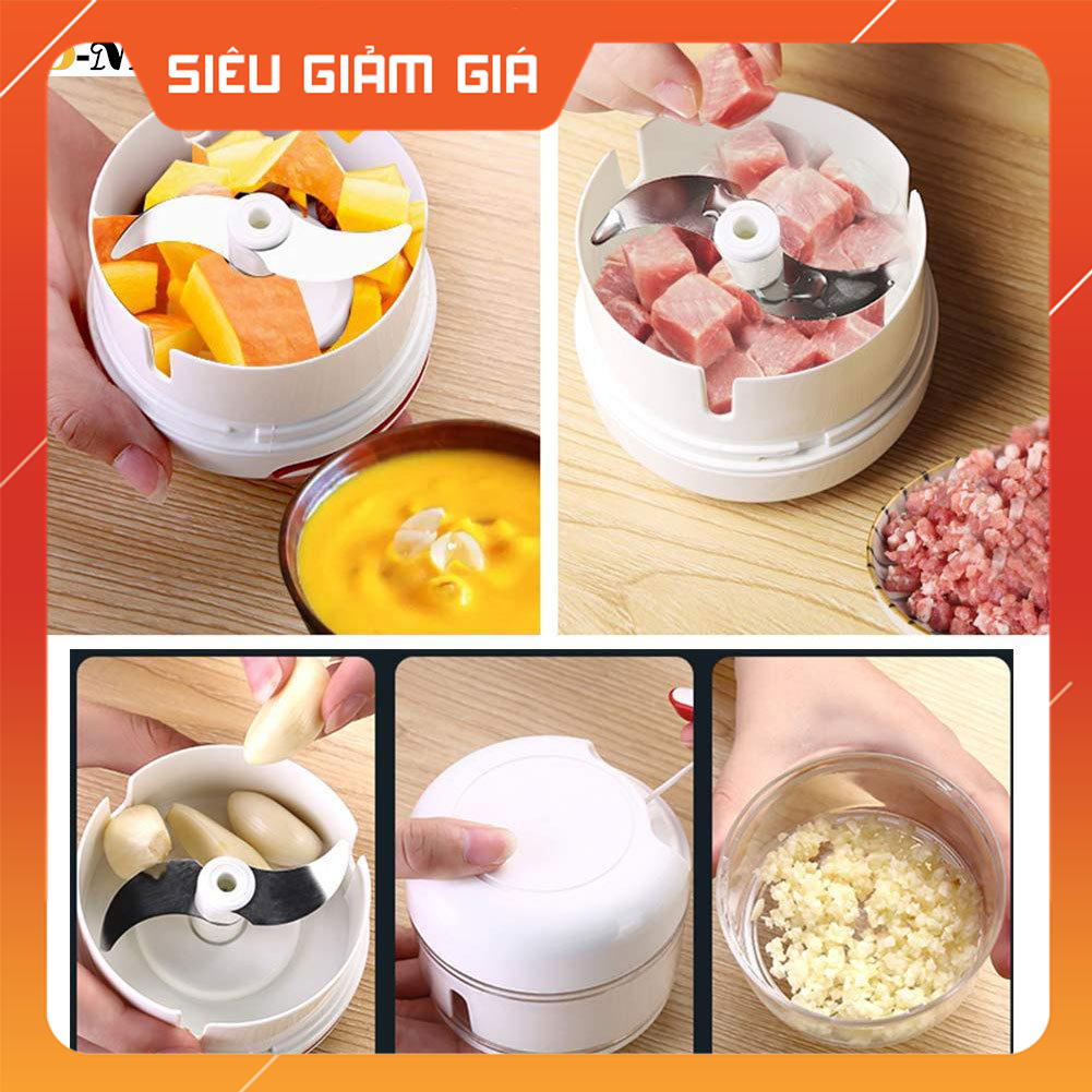 Dụng Cụ Xay Tỏi Ớt Kéo Tay - Dụng Cụ Hỗ Trợ Nấu An Tiện Ích- Máy xay tỏi ớt kéo tay - Dụng cụ băm rau củ quả- Đồ Băm Thực Phẩm Bằng Tay Mini