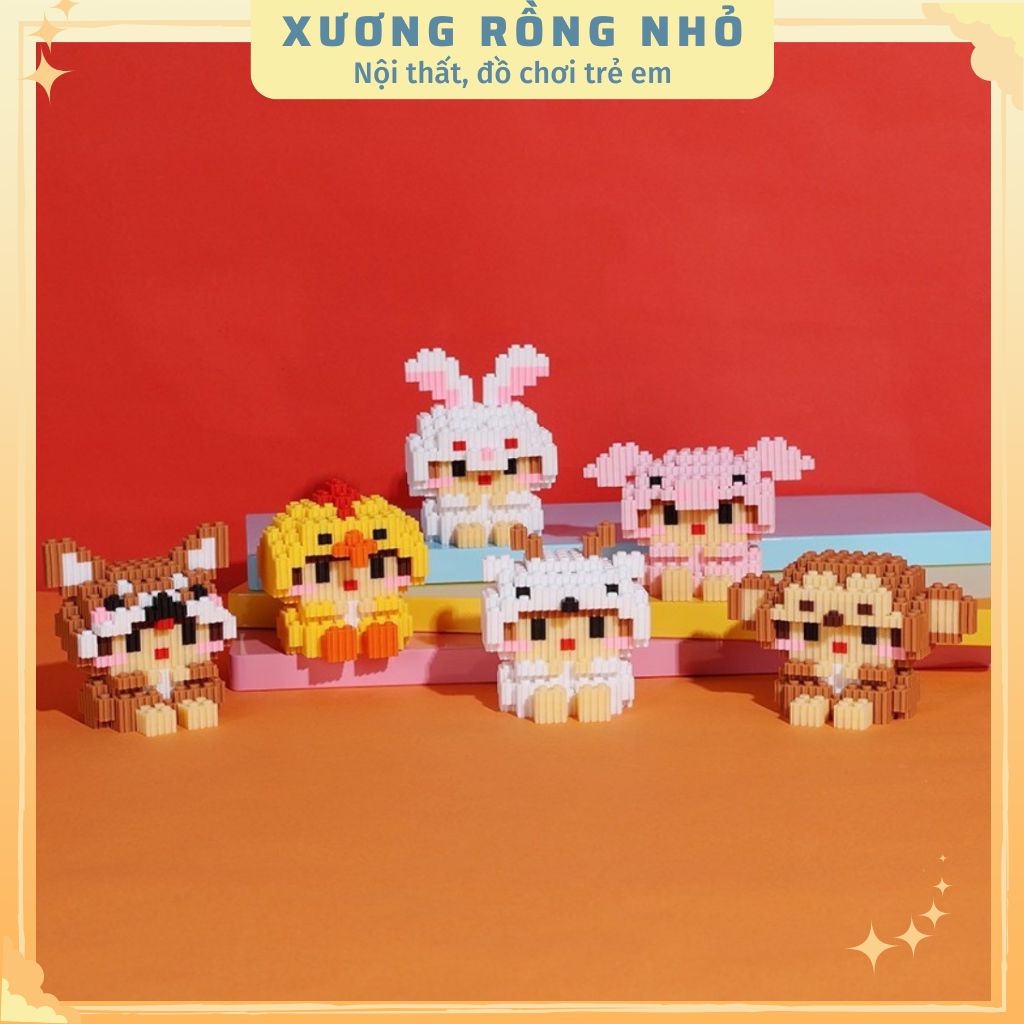 ,Mô hình lắp ráp 12 con giáp  3D mini