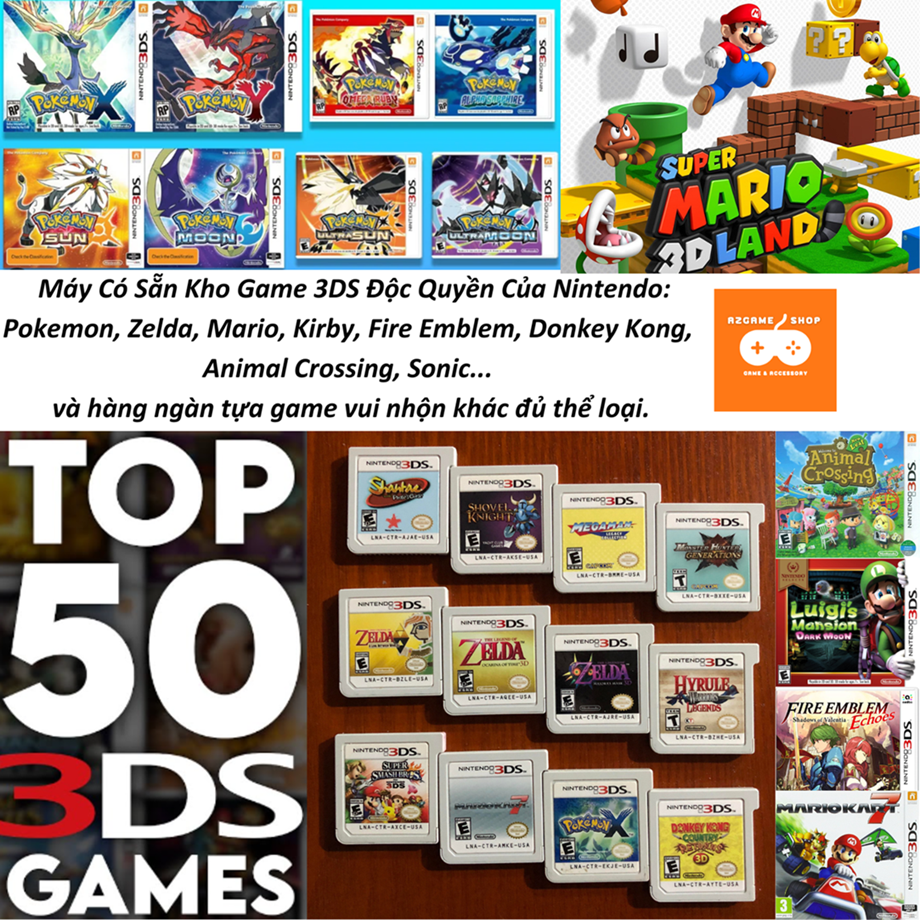 Máy Chơi Game Nintendo 3DS LL (Kho Game 5000+) Đầy Đủ Phụ Kiện