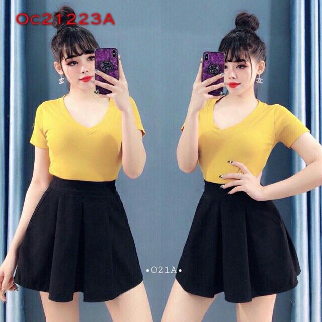 Áo Cổ Tim Tay Ngắn