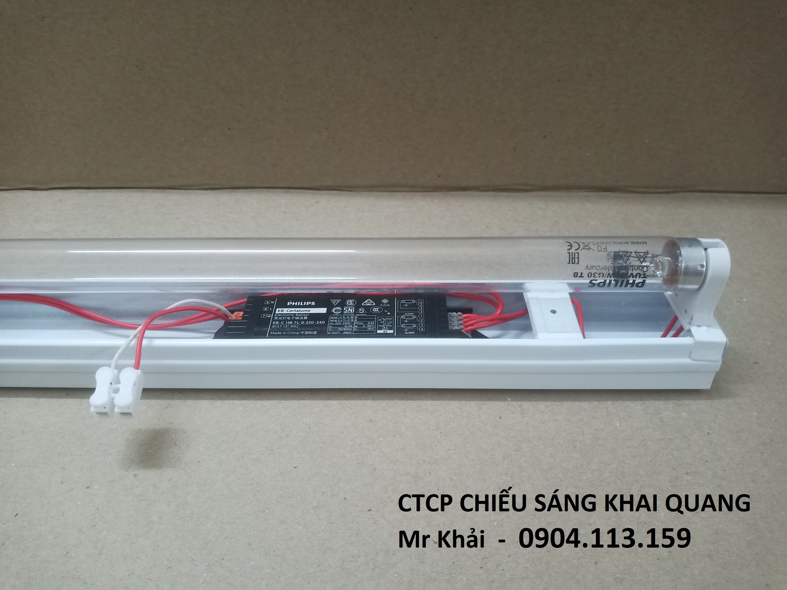 (SALE) Bộ đèn UV tiệt trùng 30W Philips chiều dài 0.9m