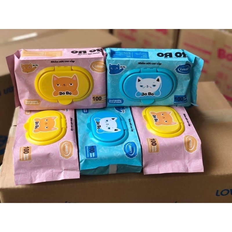 COMBO 10 BỊCH Khăn ướt/Giấy ướt không mùi Bobo (1 bịch 100 tờ rút)