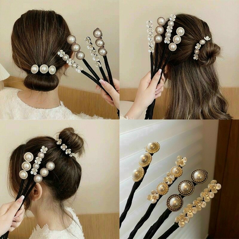 Thanh búi tóc đính đá, hình hoa phong cách Hàn Quốc cho nữ