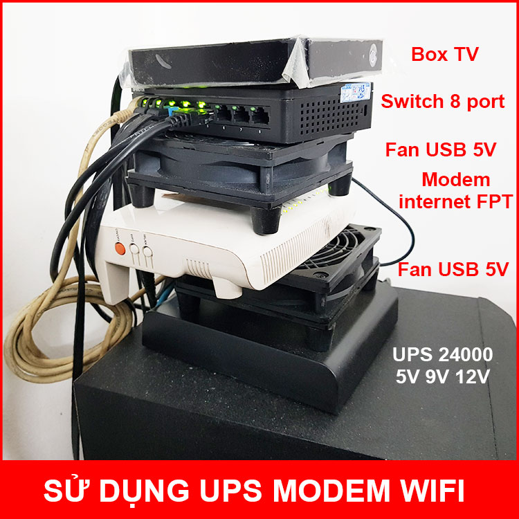 UPS Dự Phòng Lưu Điện Modem Wifi Camera 9V 12V 24000mAh