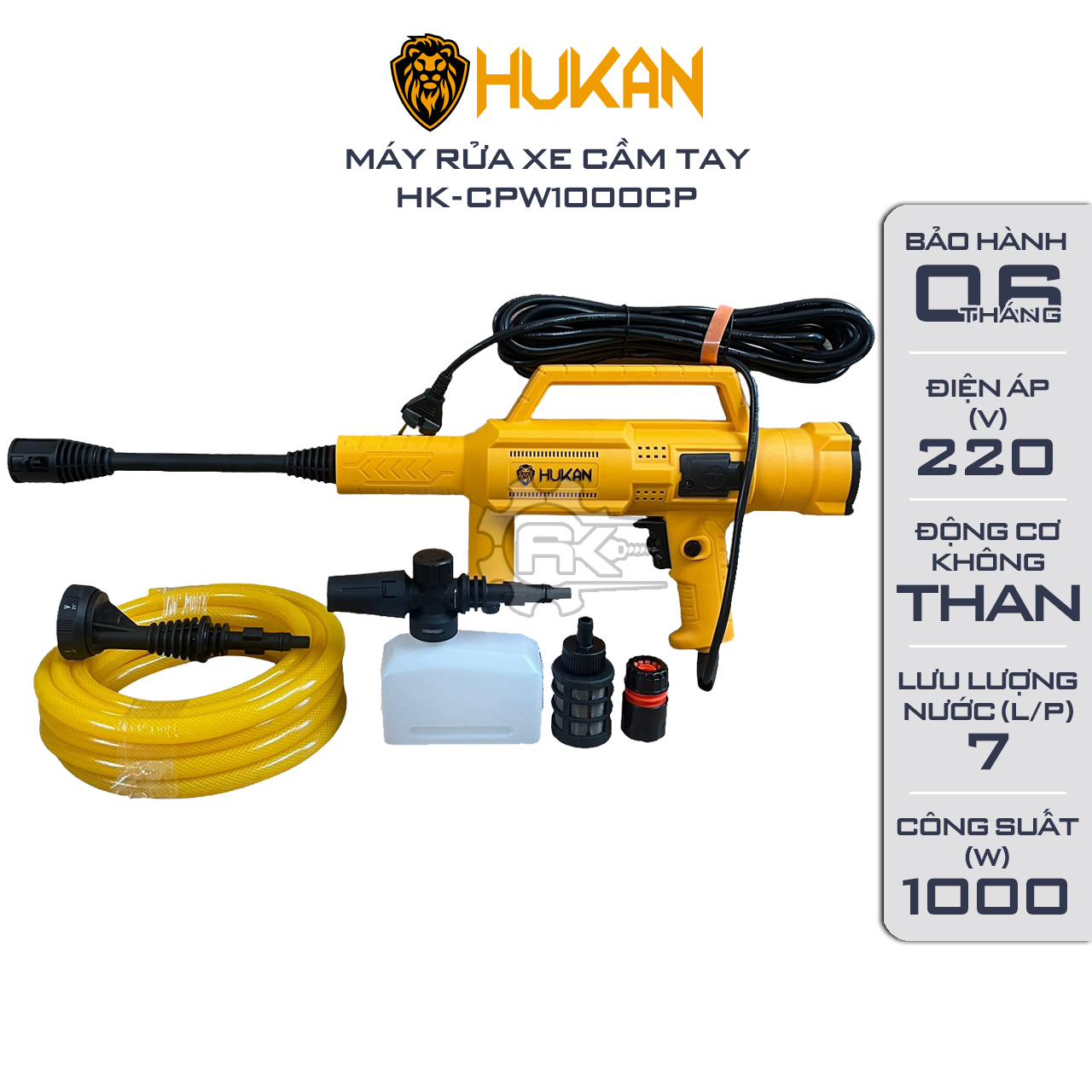 Máy rửa xe hukan cpw1000cp, công suất 1000w, áp suất 75 bar
