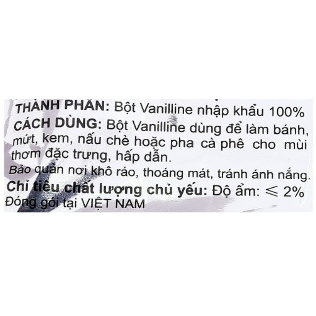BỘT THƠM VANI NGUYÊN CHẤT HIỆU CON BƯỚM { 10 ống/hộp}