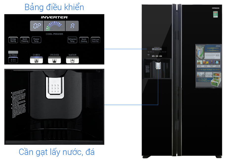 [Trả góp 0%]Tủ lạnh Hitachi Inverter 589 lít R-FS800GPGV2 (GBK) (Giao hàng toàn quốc miễn phí vận chuyển trong nội thành hà nội)