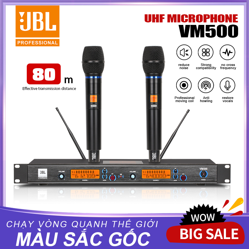 Micro Không Dây  VM500, Tính Năng Cảm Biến Tự Ngắt, Sóng UHF Siêu Cao, Bắt Âm Cực Tốt, Đảm Bảo Tiết Kiệm Pin, Hát Nhẹ, Cho Dàn karaoke Gia Đình, Sân Khấu, Phòng Trà.