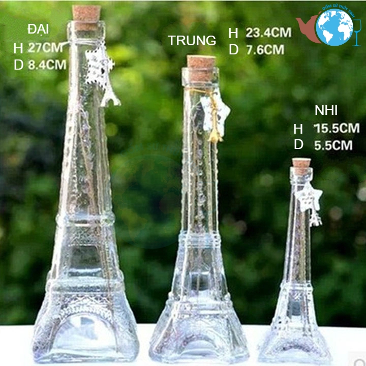Bình thủy tinh THÁP EIFFEL ĐẠI nút bần