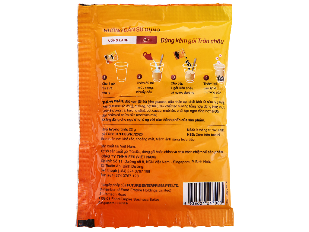 (SIÊU TIẾT KIỆM) Set Gói Lẻ Trà Sữa Trân Châu Hillway 52g (1 gói trà và 1 gói trân châu)