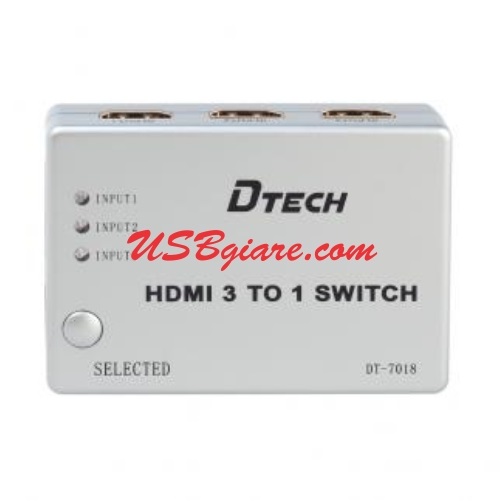 BỘ GỘP HDMI 3 IN 1 (HD 1.4) CÓ REMOTE DTECH DT-7018