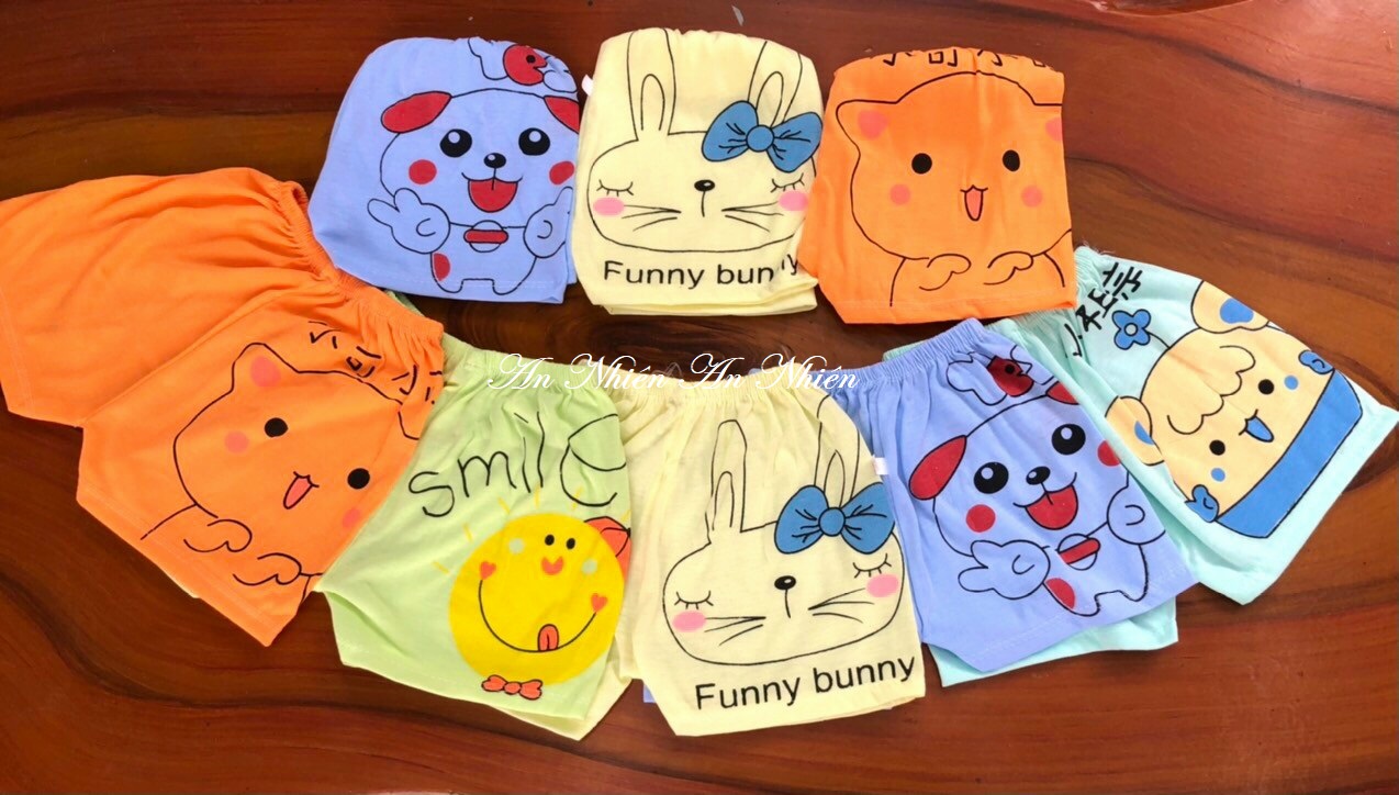 Combo 10 quần đùi cotton 2 chiều cho bé trai bé gái