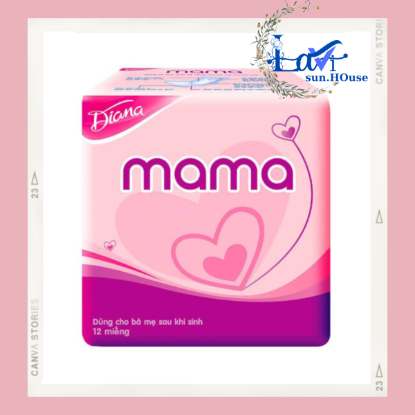 Băng vệ sinh Diana Mama cho mẹ sau sinh 12 miếng bịch, băng cho phụ nữ sau sinh