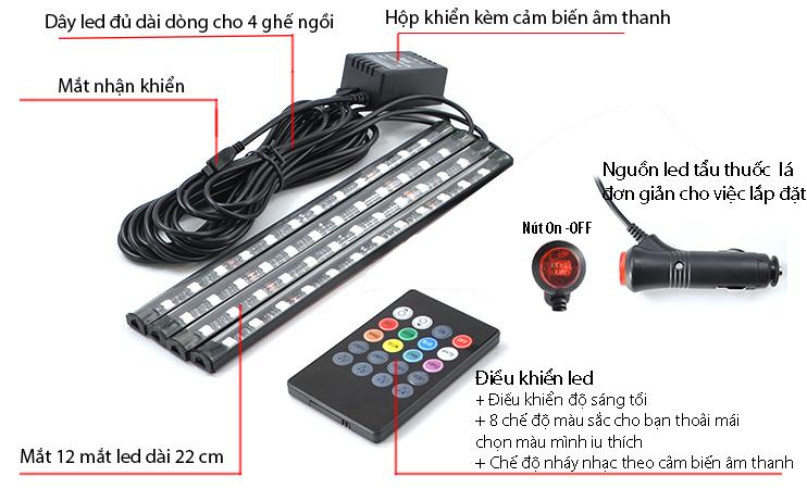 Đèn led gầm ghế có cảm biến âm thanh