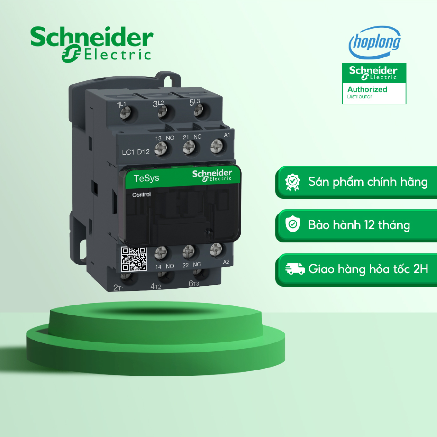 Khởi động từ lc1d12m7 schneider - 3p - 12a - coil 220vac