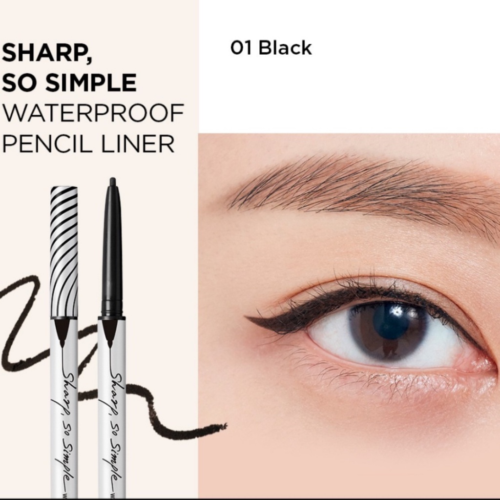 Chì kẻ mắt chống nước clio sharp so simple waterproof pencil liner 01 02