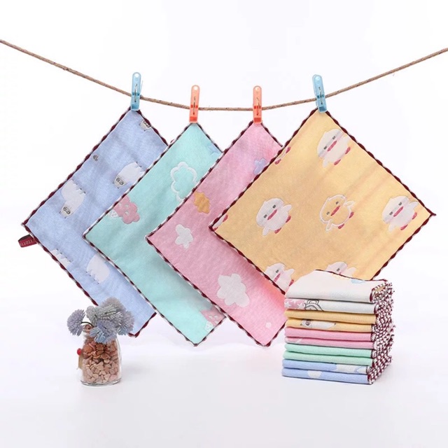 Set 5 leele khăn sữa, khăn mặt sợi tre 6 lớp