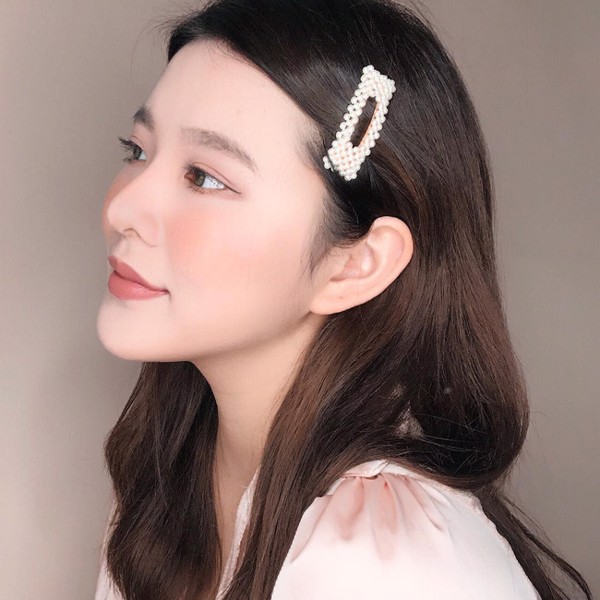 Combo 5 Kẹp mái đính hạt trắng mix 5 mẫu