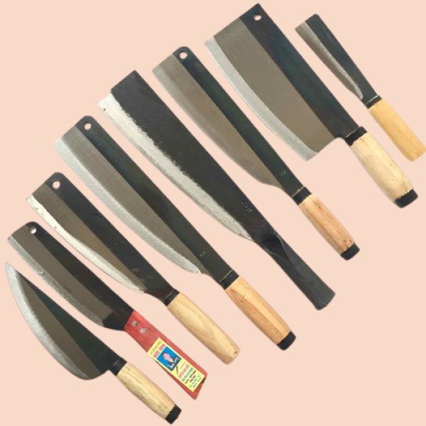Bộ dao 8 món cao cấp nhà bếp C45 , độ bén và độ bền cao ,  Hàng shop giao dao tông cán sắt