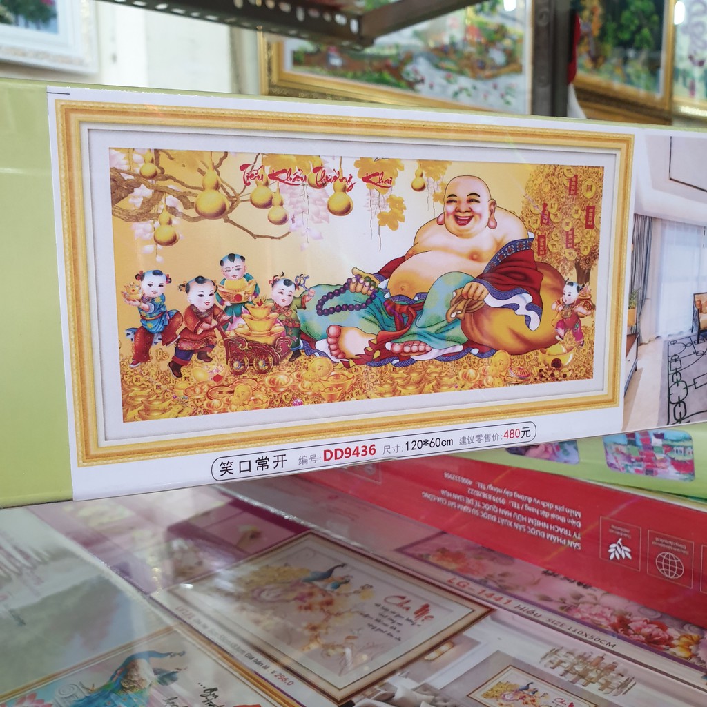 Tranh Đính Đá PHẬT DI LẠC (ĐÁ ABC CAO CẤP). Kích Thước: 1m2 x 60cm