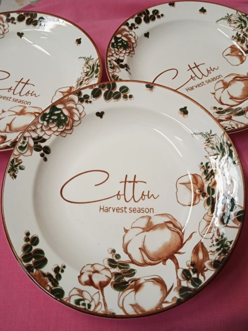 Dĩa tròn sâu gốm sứ hoa văn Cotton - ĐK 20CM (CỠ 8)