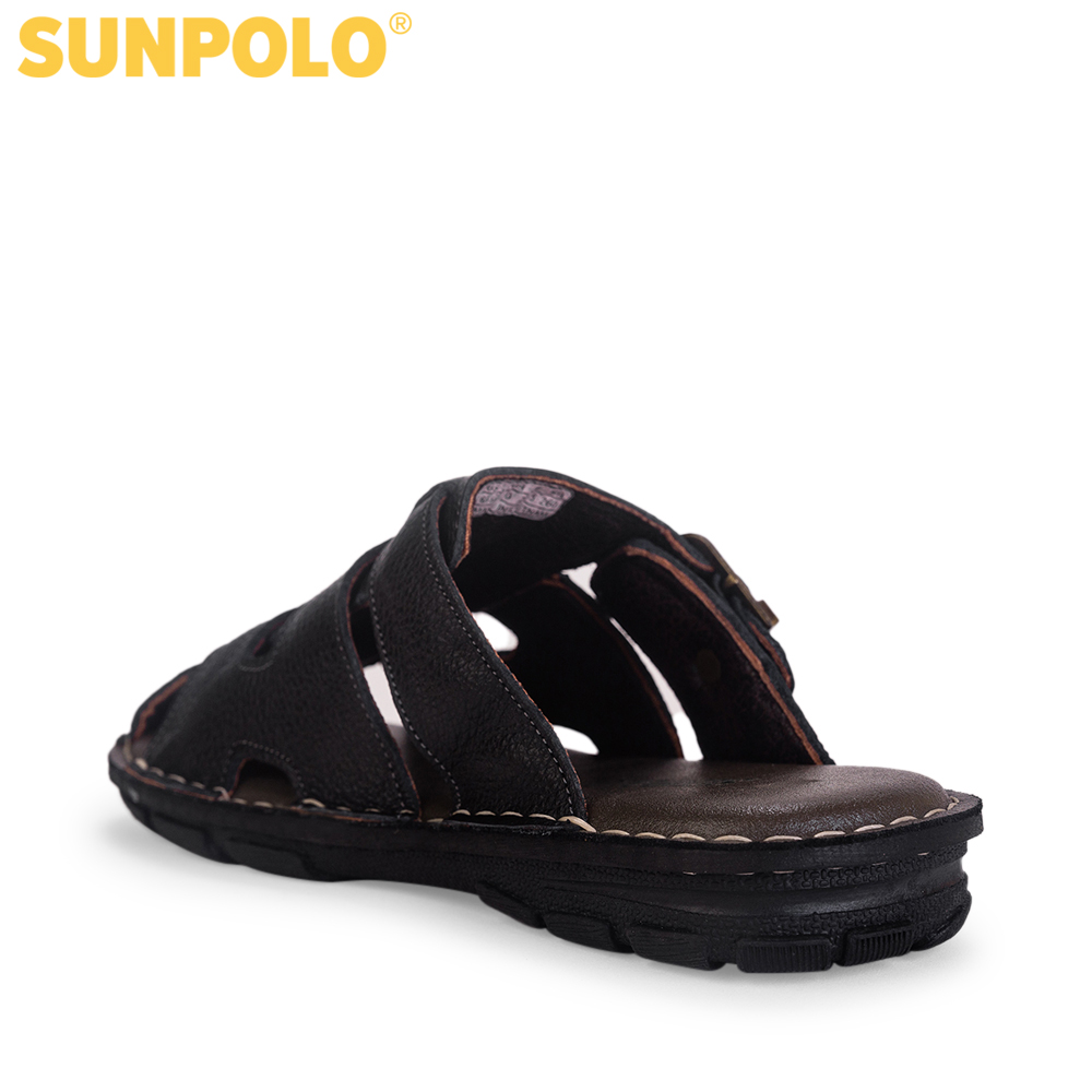 Dép nam bít mũi da bò SUNPOLO ABI020 (Đen, Nâu)