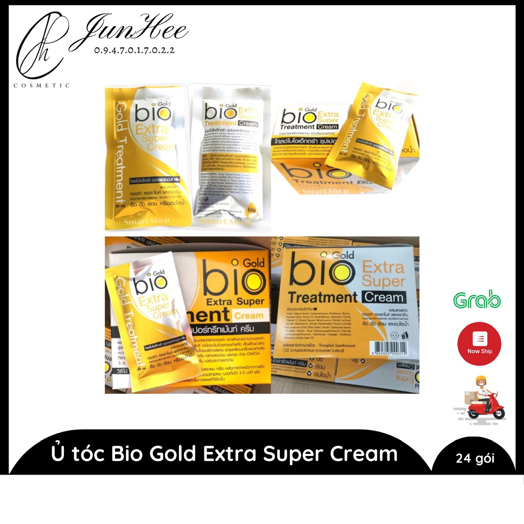 [ JunHee AUTH] Hộp 24 gói Ủ tóc Bio GOLD Extra Super Cream