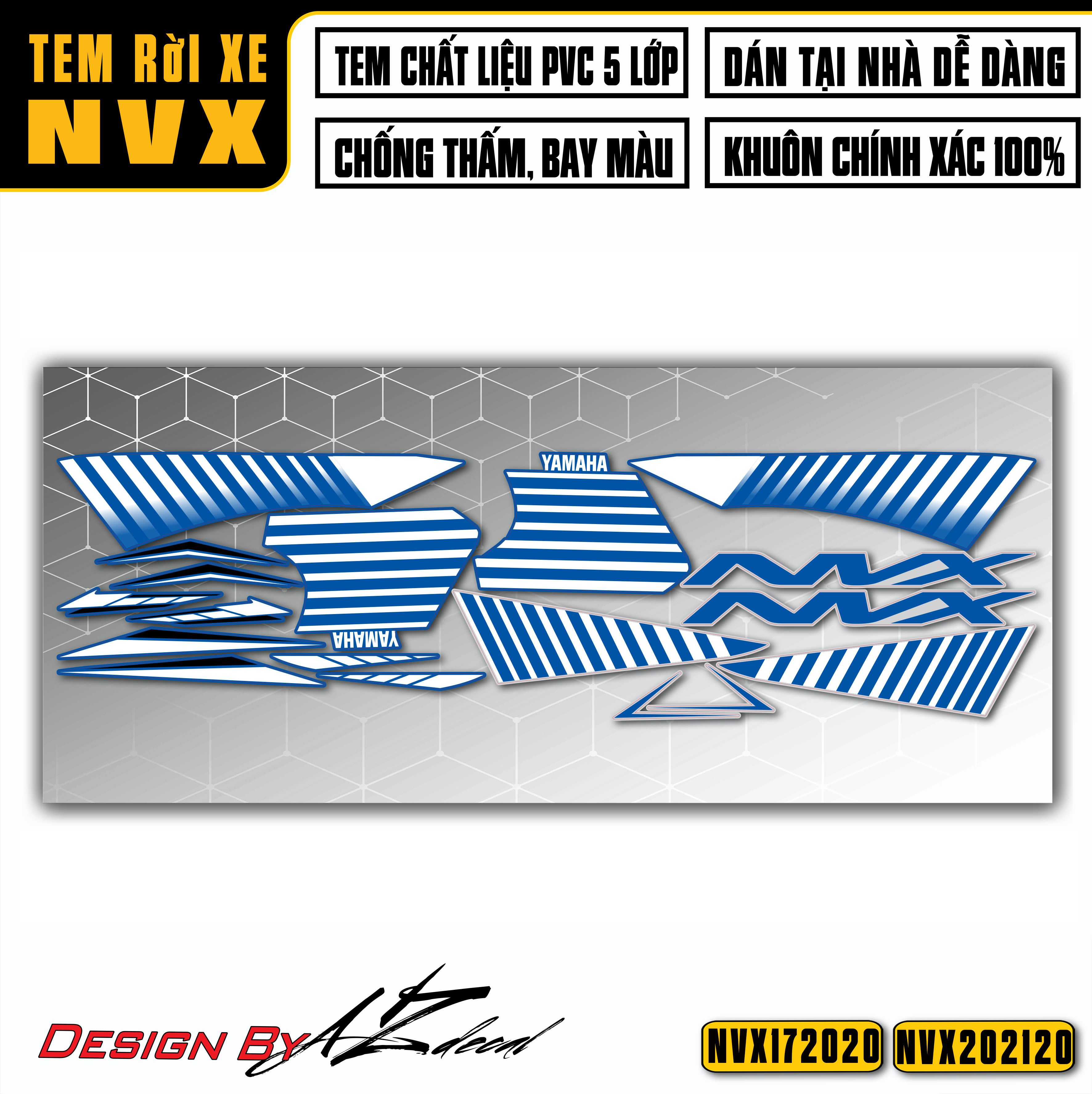 Tem Rời Xe NVX Mẫu Vân Sọc | NVX20 | Decal Chế Xe NVX 125,155 Chống Nước, Bền Màu, Dễ Dàng Tự Dán Tại Nhà - Azdecal