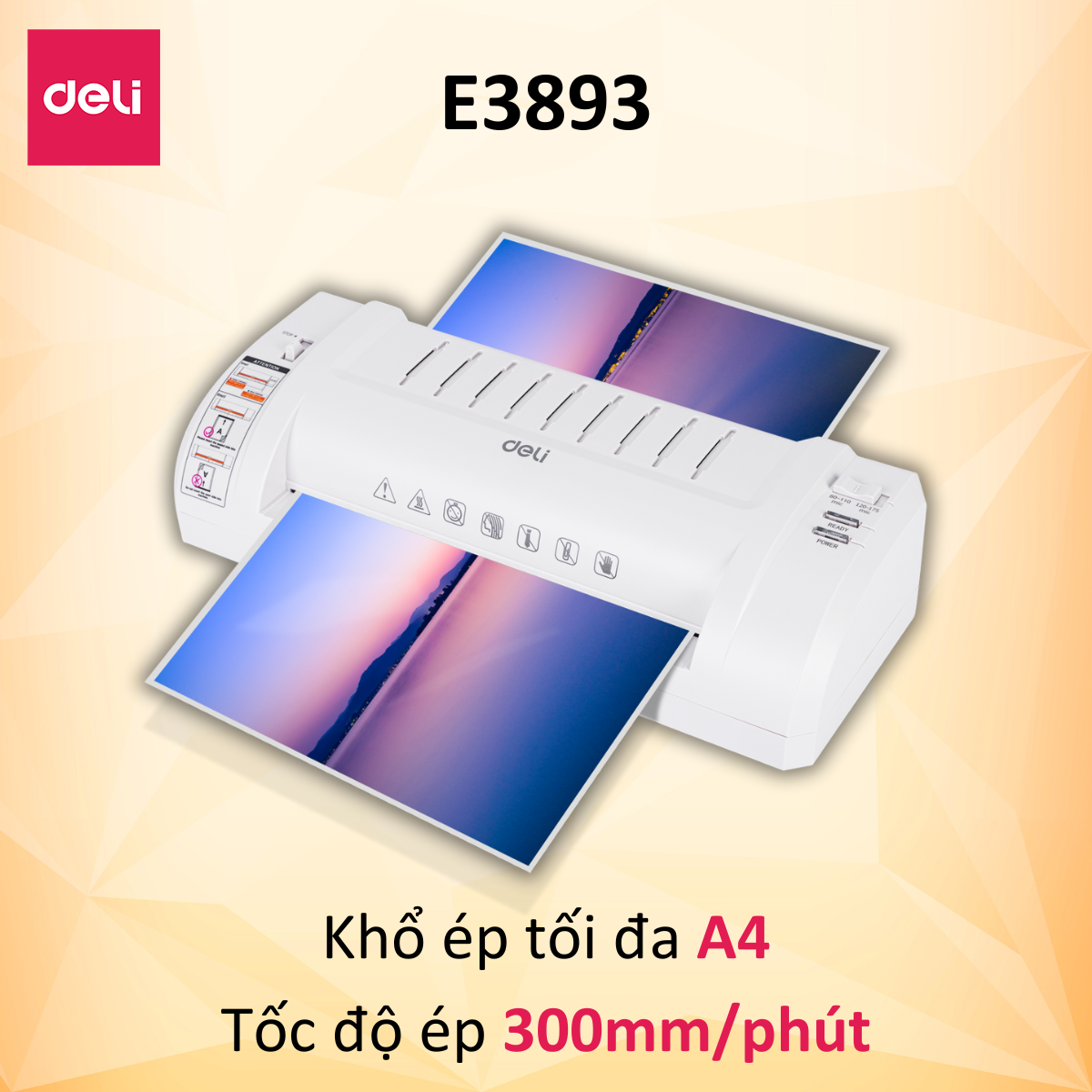 Deli E3893-EU Professional Plastic Laminator - Authentic, A4/A5/B5 Sizes, Safe and Easy to Use, Ideal for Laminating Photos, Posters, Office Documents, Fast Laminating Speed, High-Quality Laminating, Compact Design, 1-to-1 Replacement Warranty for 12M