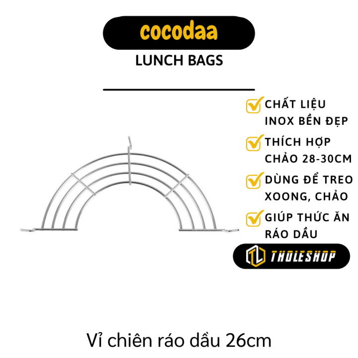 Vỉ gác chảo ráo dầu mỡ 26cm - Vỉ gác chảo chiên chiên ráo dầu mỡ inox - Dụng cụ lọc dầu inox - Đế lót nồi chống nóng