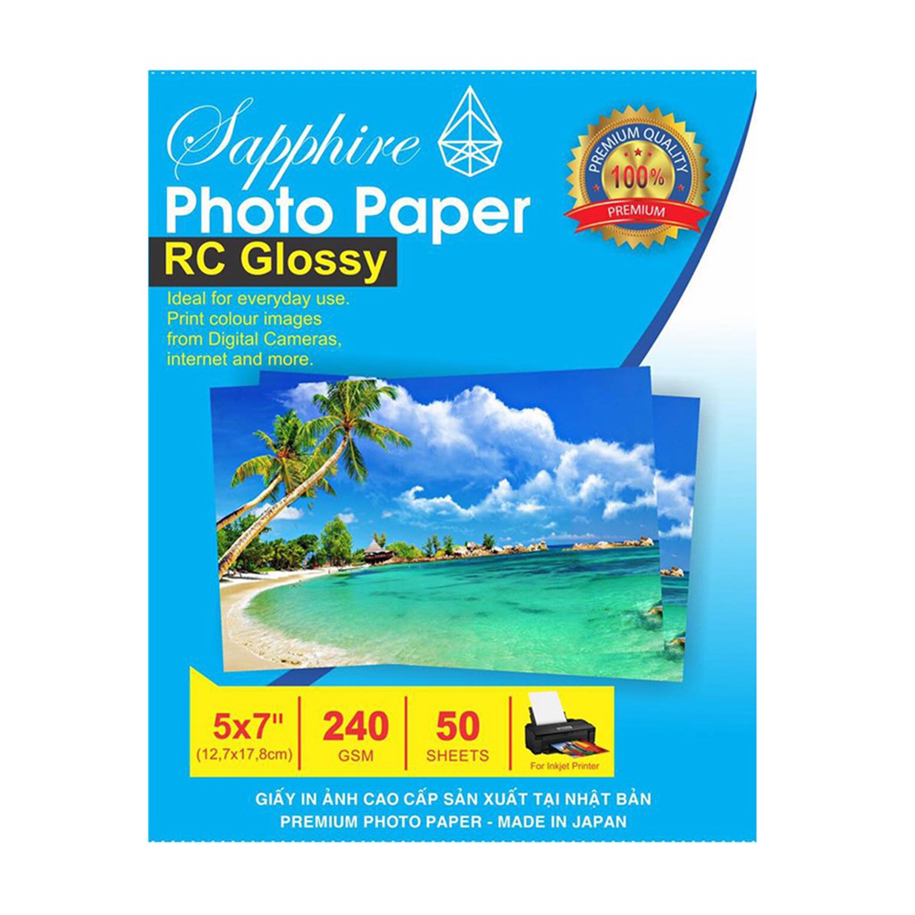 Giấy in ảnh Japan SAPPHIRE RC 240g 13x18