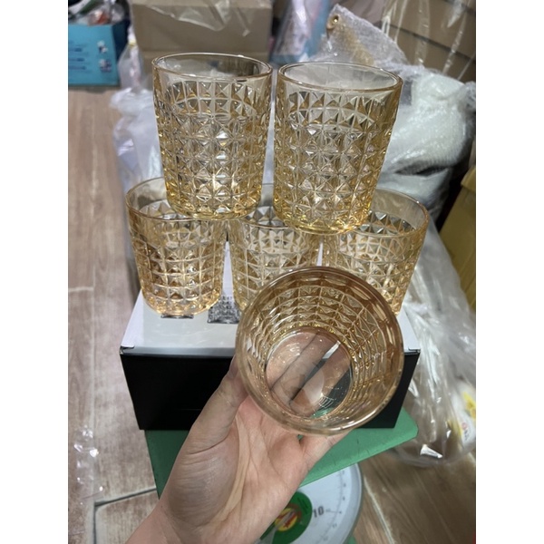 Bộ 6 Cốc Thuỷ Tinh Kim Cương Siêu Sang 2 Màu Lựa Chọn