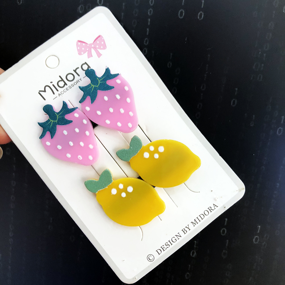 Set 2 Kẹp tóc mái mỏ vịt trái cây dễ thương Phụ Kiện 68
