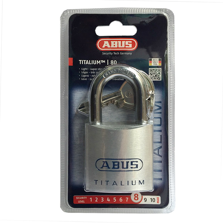 Khóa móc abus 80ti series - dòng khóa titalium siêu nhẹ 4 chìa răng cưa của abus đức