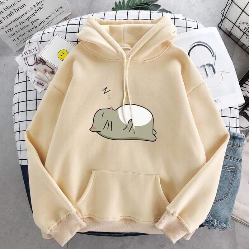 ÁO KHOÁC HOODIE NỮ FORM RỘNG PHỐI NÓN CỰC ẤM LÓT BÔNG 2020