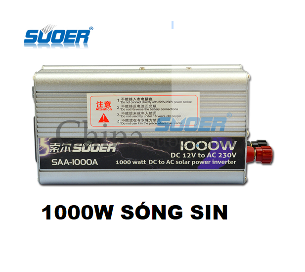 Bộ đổi điện 1000w 12v sang 220v suoer - saa-1000a - saa-1000w