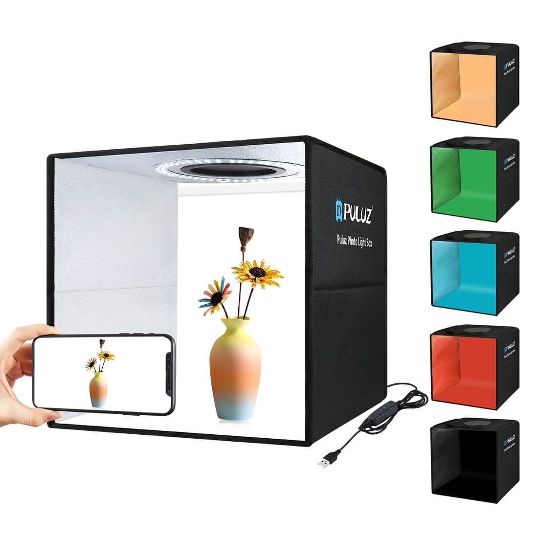 Hộp chụp ảnh sản phẩm 30x30cm có đèn led puluz