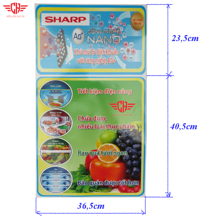 Tem dán tủ lạnh SHARP