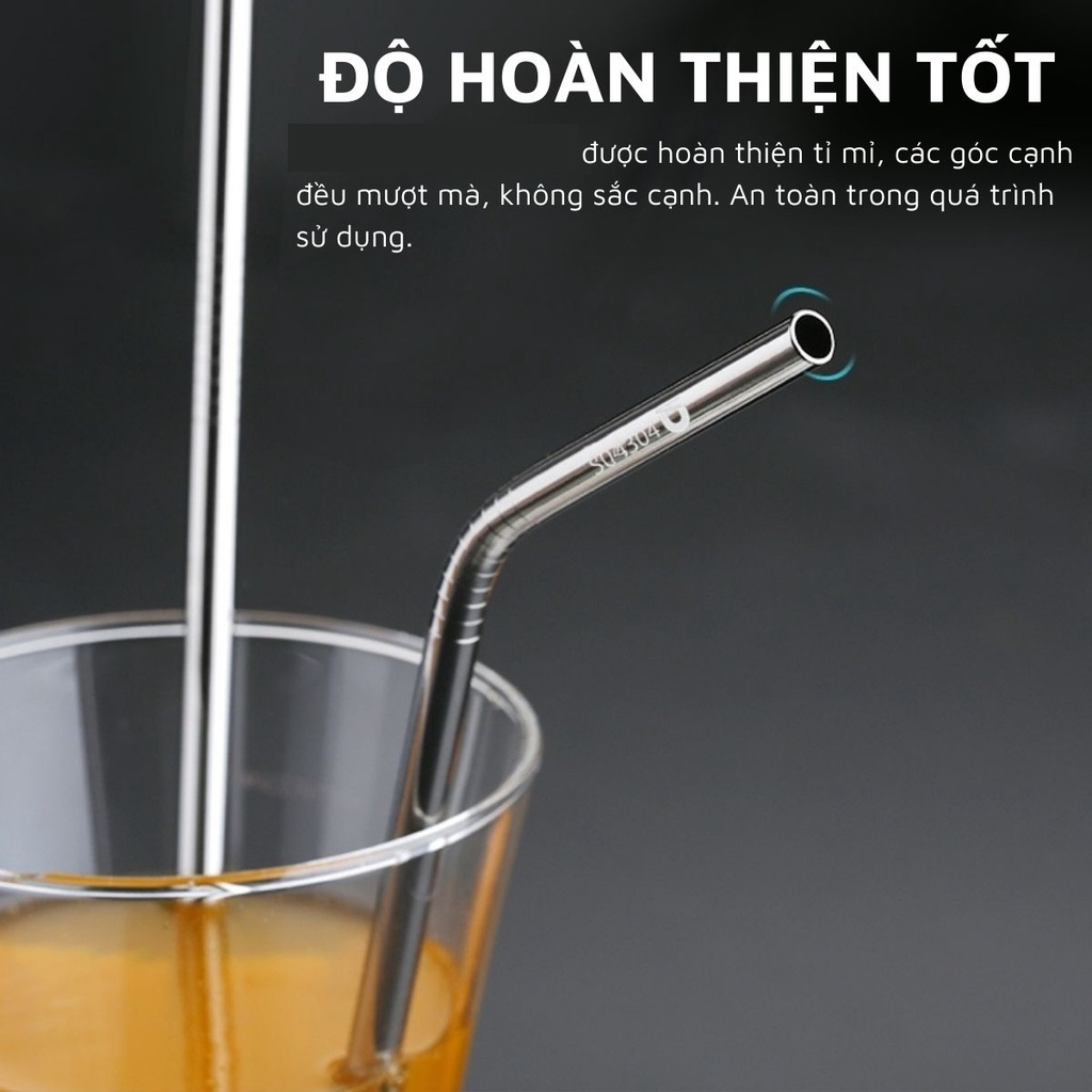 Ống hút Inox 304 cao cấp bằng thép không gỉ an toàn cho sức khỏe