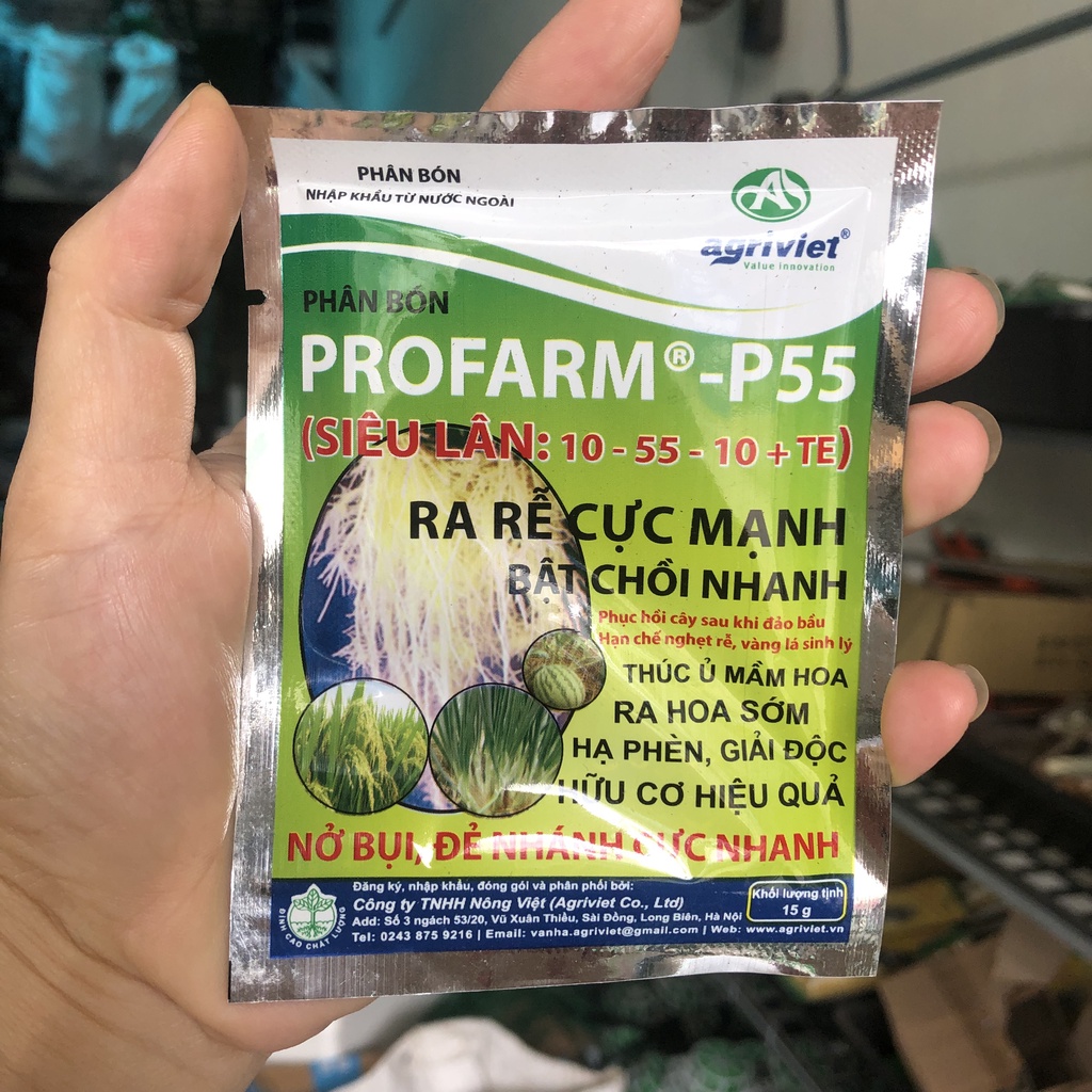 PHÂN BÓN PROFARM - P55 ( SIÊU LÂN 10-55-10+TE) GÓI 15G - GIÚP BẬT CHỒI