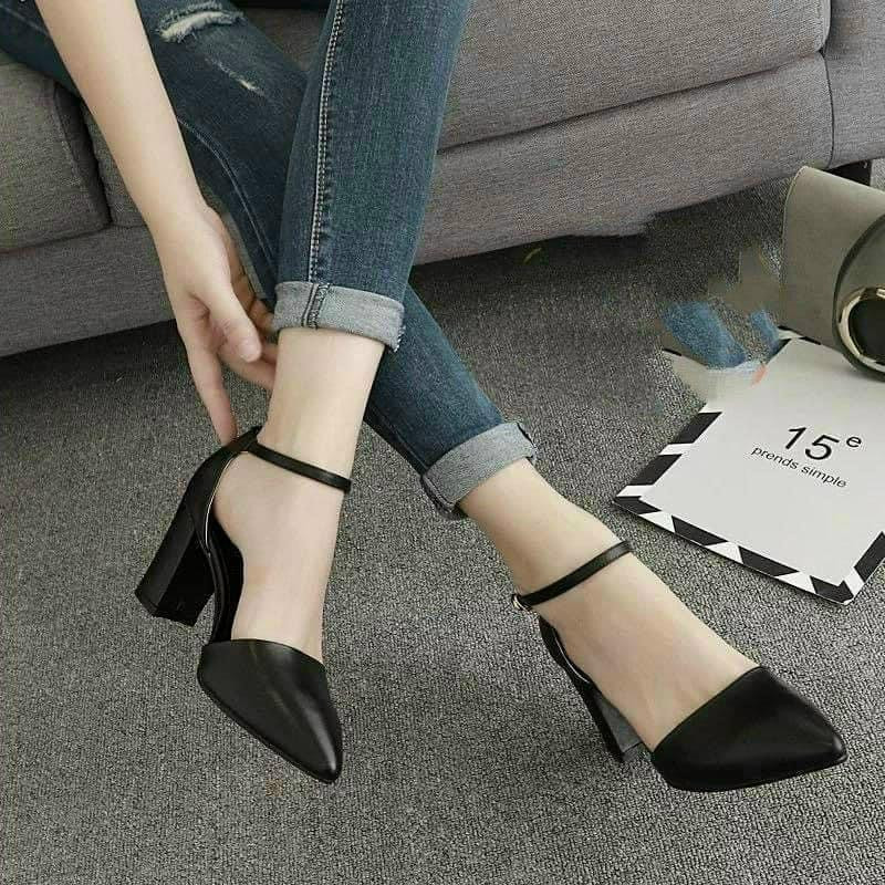 Giày Cao Gót 9p Đế Vuông Bít Gót MÃ A8