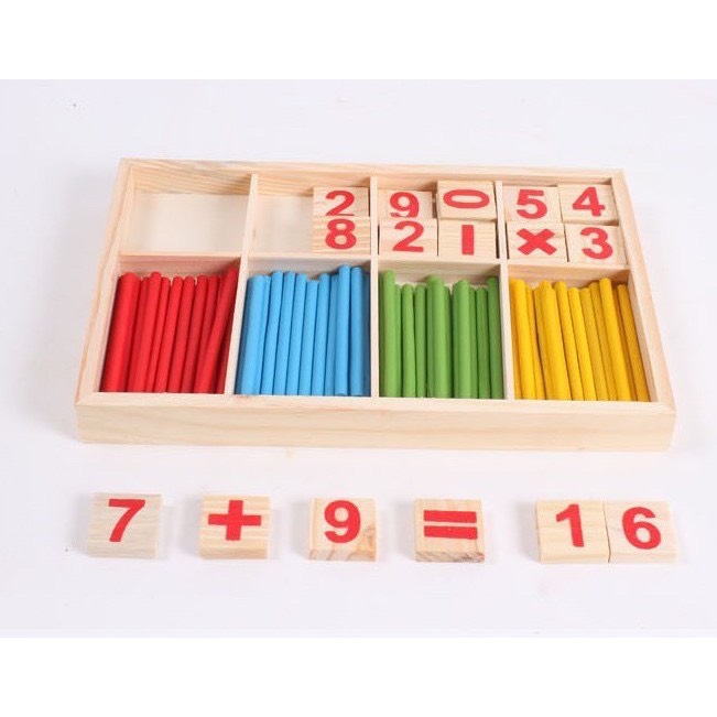 Bộ que tính học toán bằng gỗ(48 que)