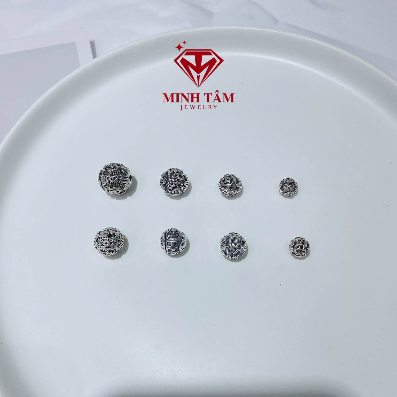 Charm cầu khắc chú Omani bạc S925